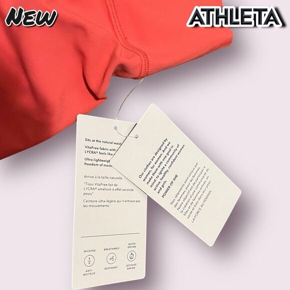New NWT Athleta Transcend 7/8 Tight Leggings Bright Coral - Size Small - Picture 6 of 9